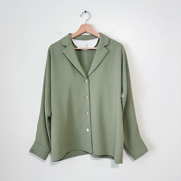 Aritzia Wilfred Freeform Shirt Sage Green Oversized Button Up Size S Relaxed - Picture 3 of 10